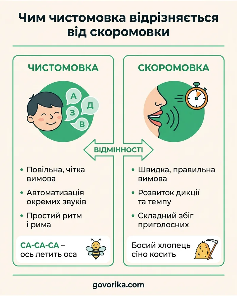 Чим чистомовка відрізняється від скоромовки — інфографіка