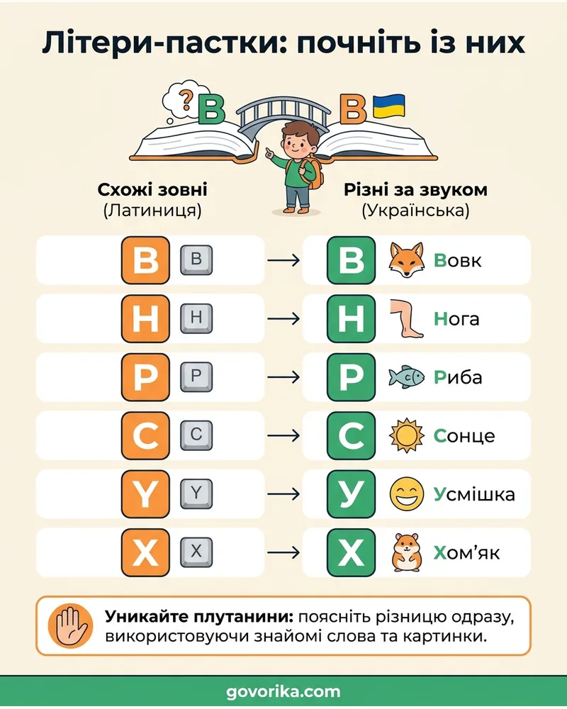 Літери-пастки: почніть із них — інфографіка