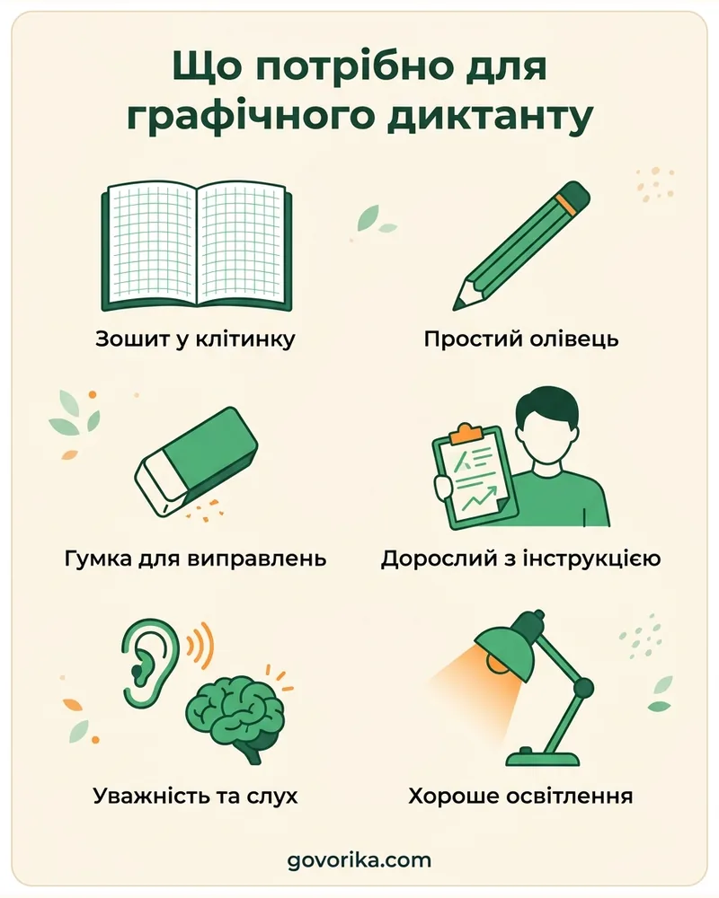 Що потрібно для графічного диктанту — інфографіка
