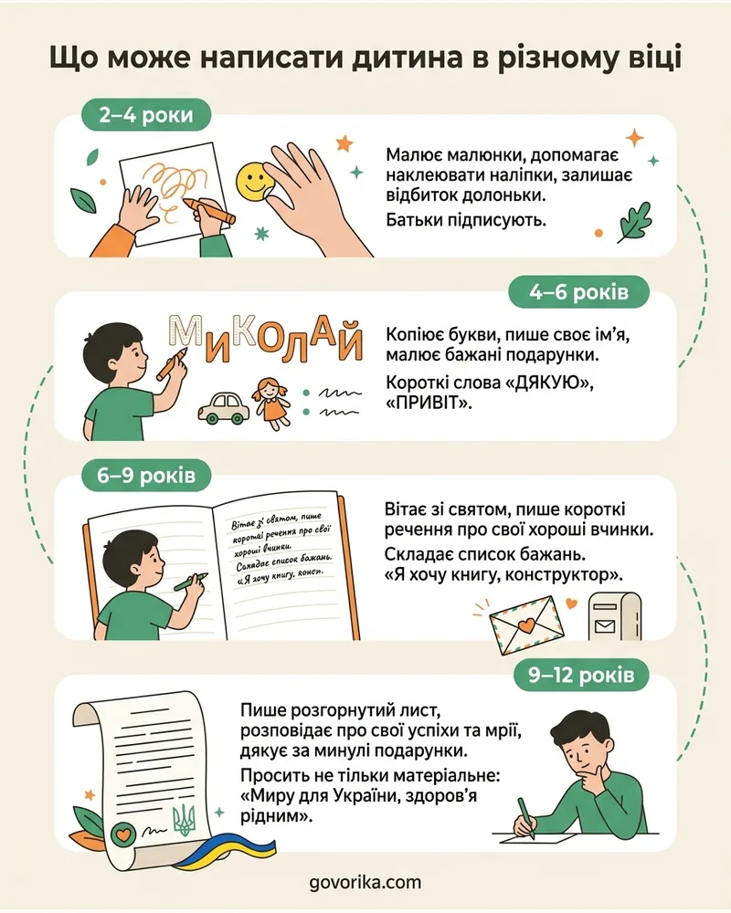 Що може написати дитина в різному віці — інфографіка