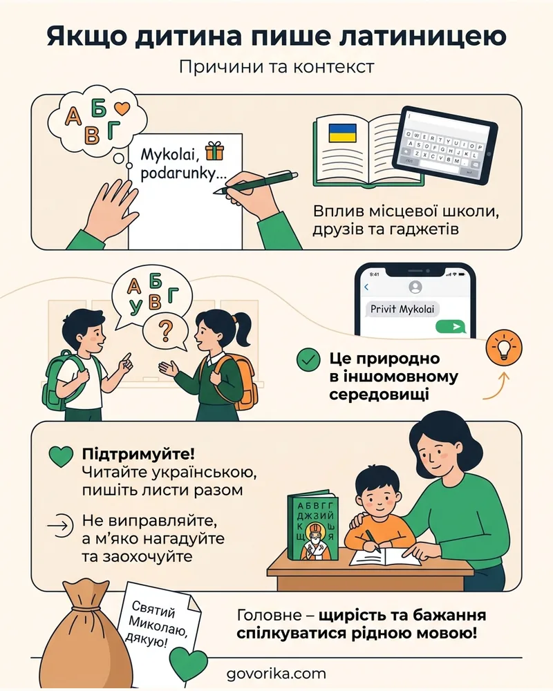 Якщо дитина пише латиницею — інфографіка