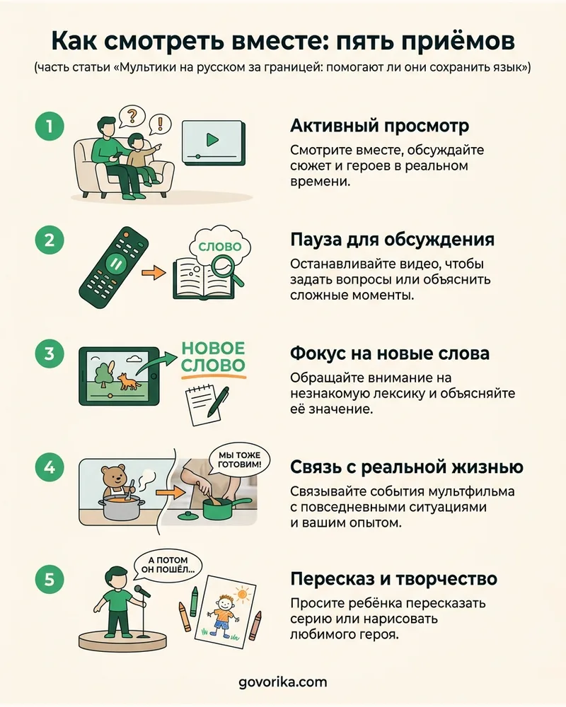 Как смотреть вместе: пять приёмов — инфографика