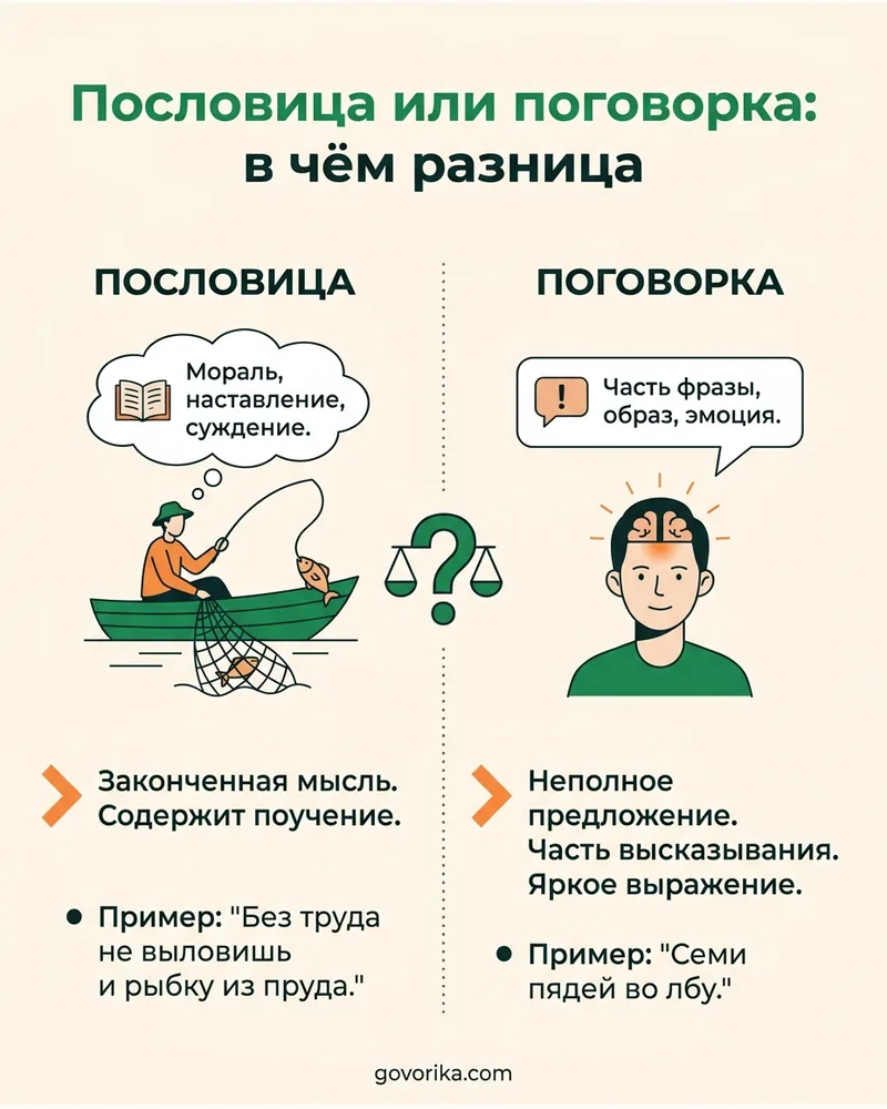Пословица или поговорка: в чём разница — инфографика