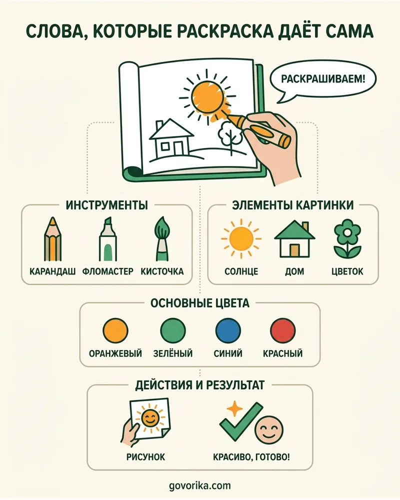 Слова, которые раскраска даёт сама — инфографика