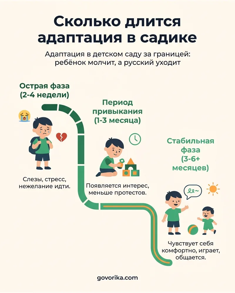 Сколько длится адаптация в садике — инфографика