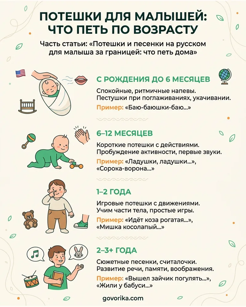 Потешки для малышей: что петь по возрасту — инфографика