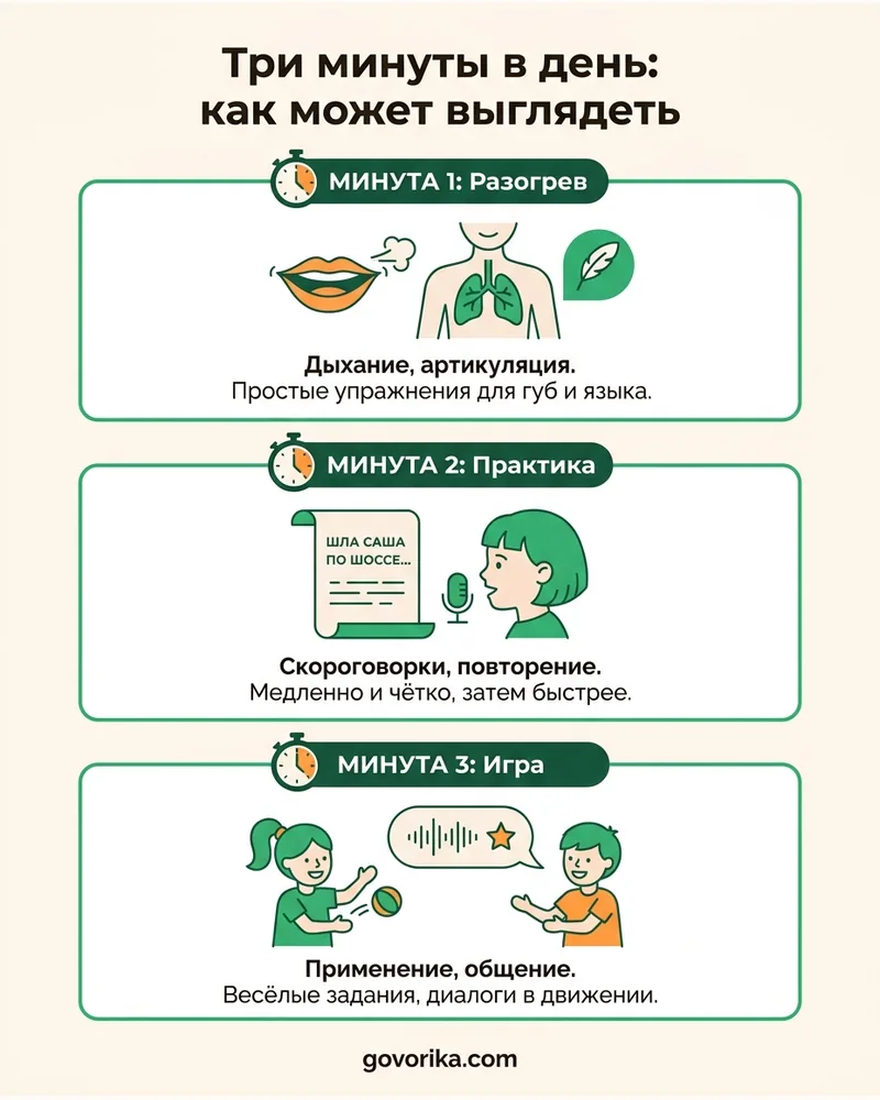 Три минуты в день: как может выглядеть — инфографика