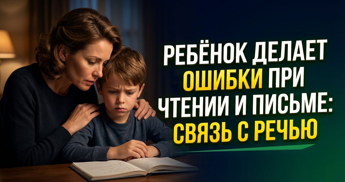Cover: Ребёнок делает ошибки при чтении и письме: связь с речью